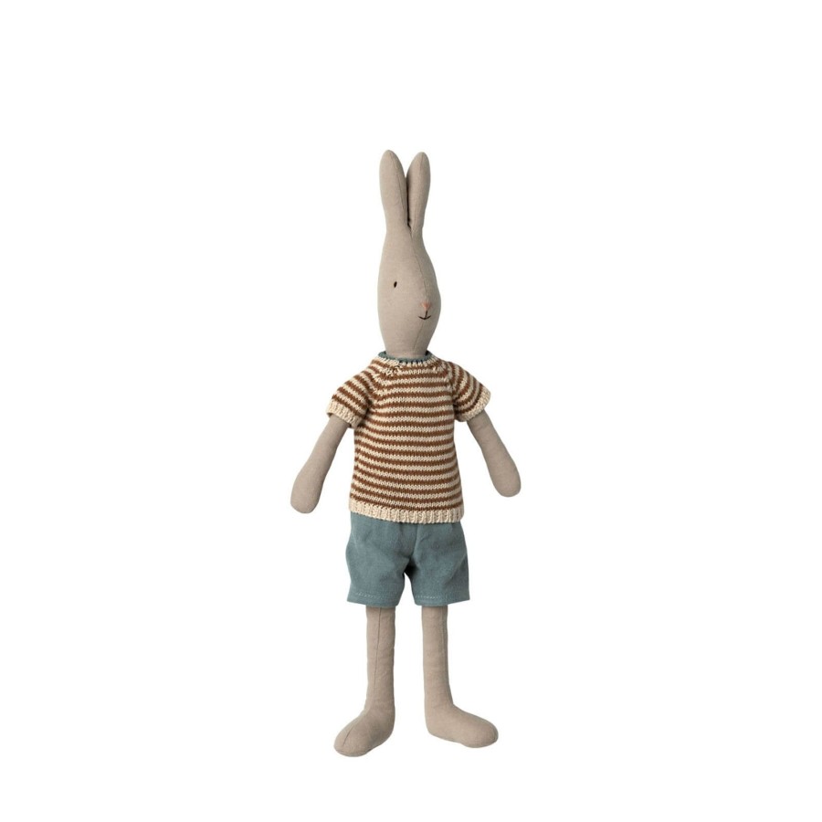 Toys Maileg Soft Toys, Comforters | Rabbit Size 3 - Classic Knitted Shirt And Shorts