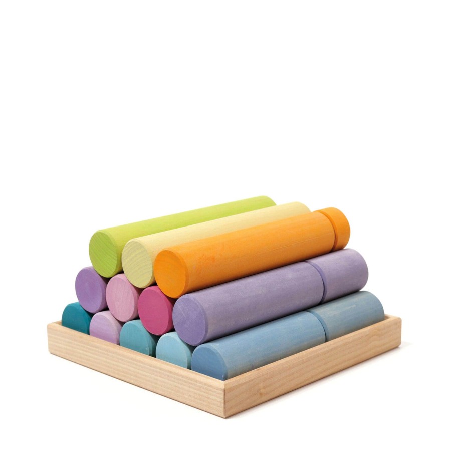 Toys Grimm’s Stacking Toys | Large Pastel Rollers Blocks