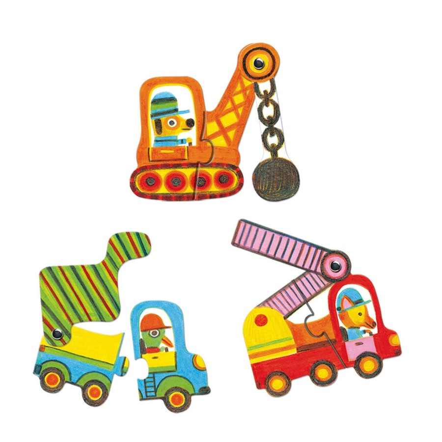 Toys Djeco Games, Puzzles, Jigsaws | 6 Duo Puzzles - Articulo Vehicles