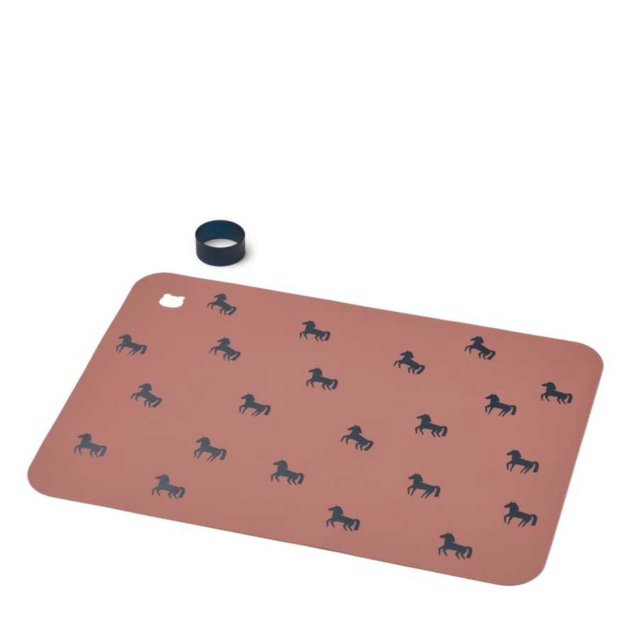 Home Liewood Placemats, Cutlery | Jude Printed Placemat Horses / Dark Rosetta