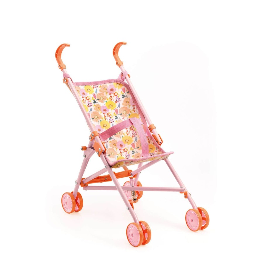 Toys Djeco Walkers, Prams | Doll Pram Flowers - 54 Cm