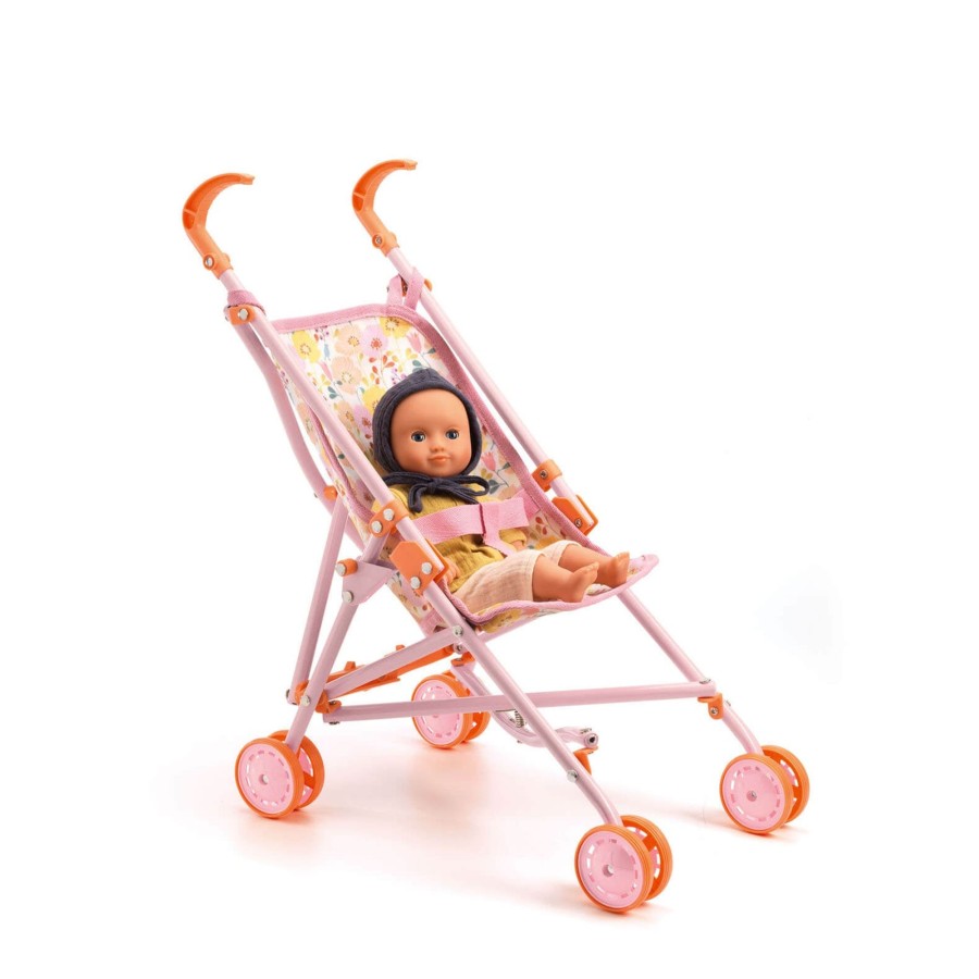 Toys Djeco Walkers, Prams | Doll Pram Flowers - 54 Cm