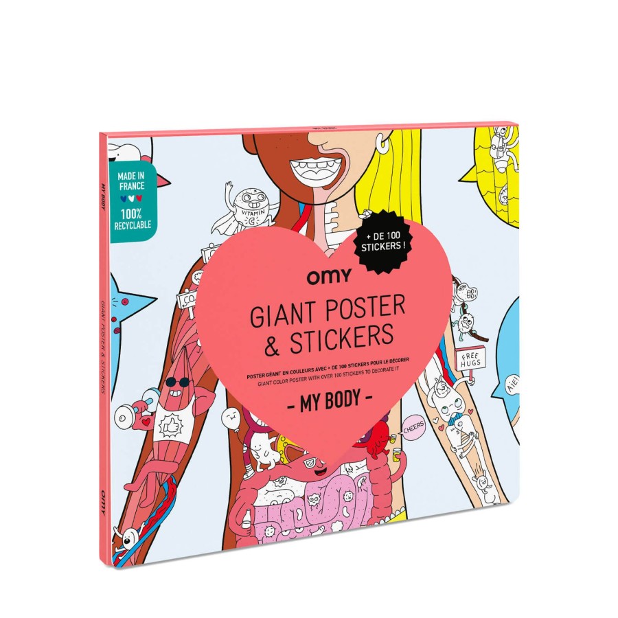 Toys OMY Arts & Crafts | Poster With 100 Stickers - My Body