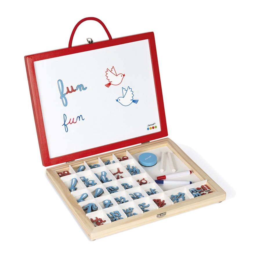 Toys Janod Wooden Toys | Essential 4-In-1 Cursive Letters Suitcase