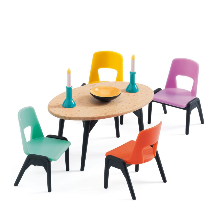 Toys Djeco Dolls, Dolls Houses | Dinning Table And Chairs