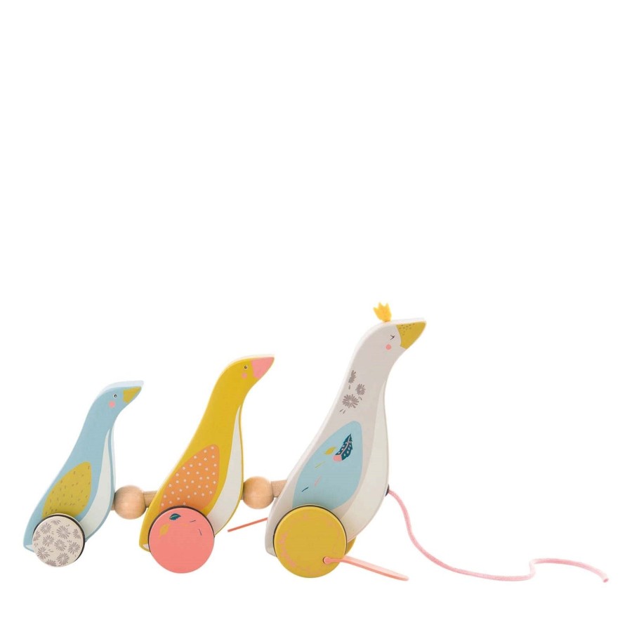 Toys Moulin Roty Wooden Toys | Les Jouets Pull Along Family Of Geese