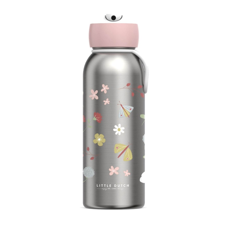 Home Little Dutch Water Bottles | Insulated Steel Bottle 350 Ml - Flowers And Butterflies