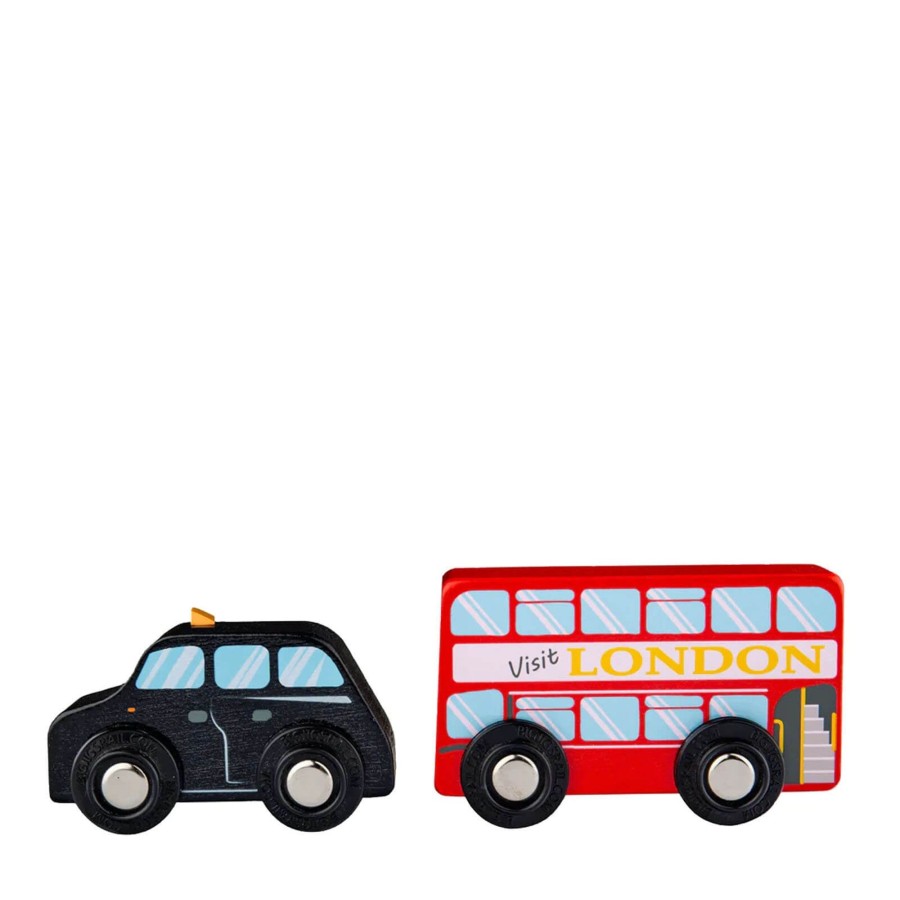 Toys Tidlo Trains, Cars, Planes | Red Bus And Black Cab Set