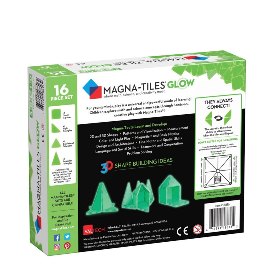 Toys Magna-Tiles Stacking Toys | Glow In The Dark 16 Piece Set