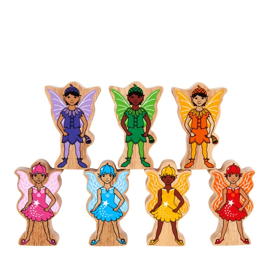 Home Lanka Kade Decorative Objects | Wooden Rainbow Fairies Play Set - 7 Pieces