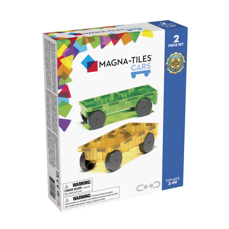 Toys Magna-Tiles Stacking Toys | Green And Yellow Cars 2 Piece Set