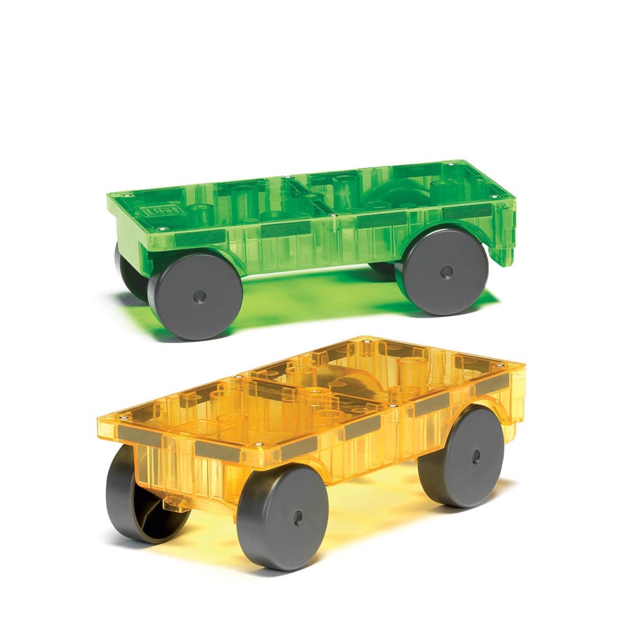 Toys Magna-Tiles Stacking Toys | Green And Yellow Cars 2 Piece Set