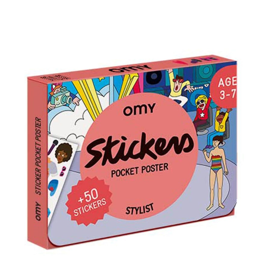 Toys OMY Arts & Crafts | Pocket Poster With 50 Stickers -Fashion Stylist