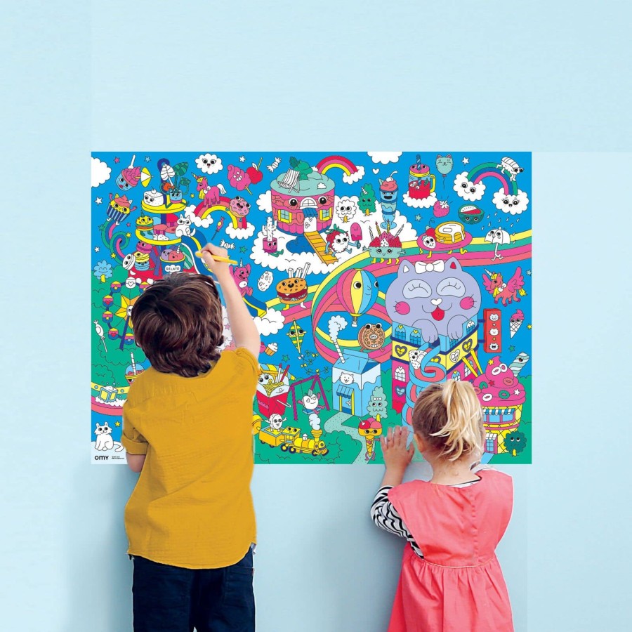 Toys OMY Arts & Crafts | Poster With 100 Stickers - Kawaii