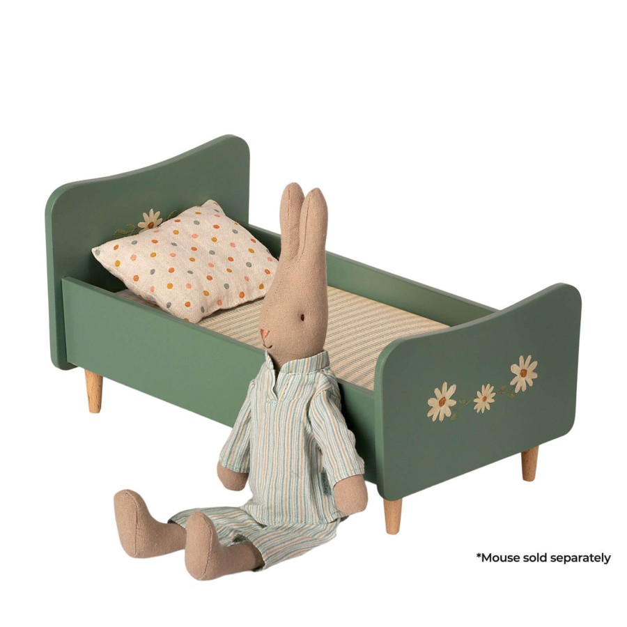 Toys Maileg Dolls, Dolls Houses | Wooden Bed Mini - Mint Blue