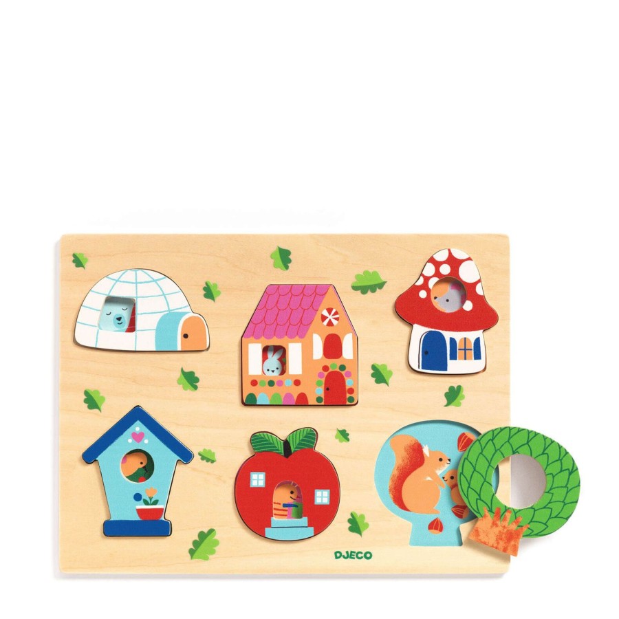 Toys Djeco Games, Puzzles, Jigsaws | Wooden Puzzle Board - Animal Houses