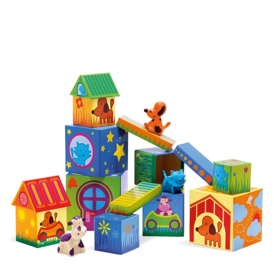 Toys Djeco Stacking Toys | Stacking Block Houses - Cubanimo