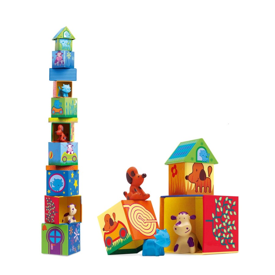 Toys Djeco Stacking Toys | Stacking Block Houses - Cubanimo