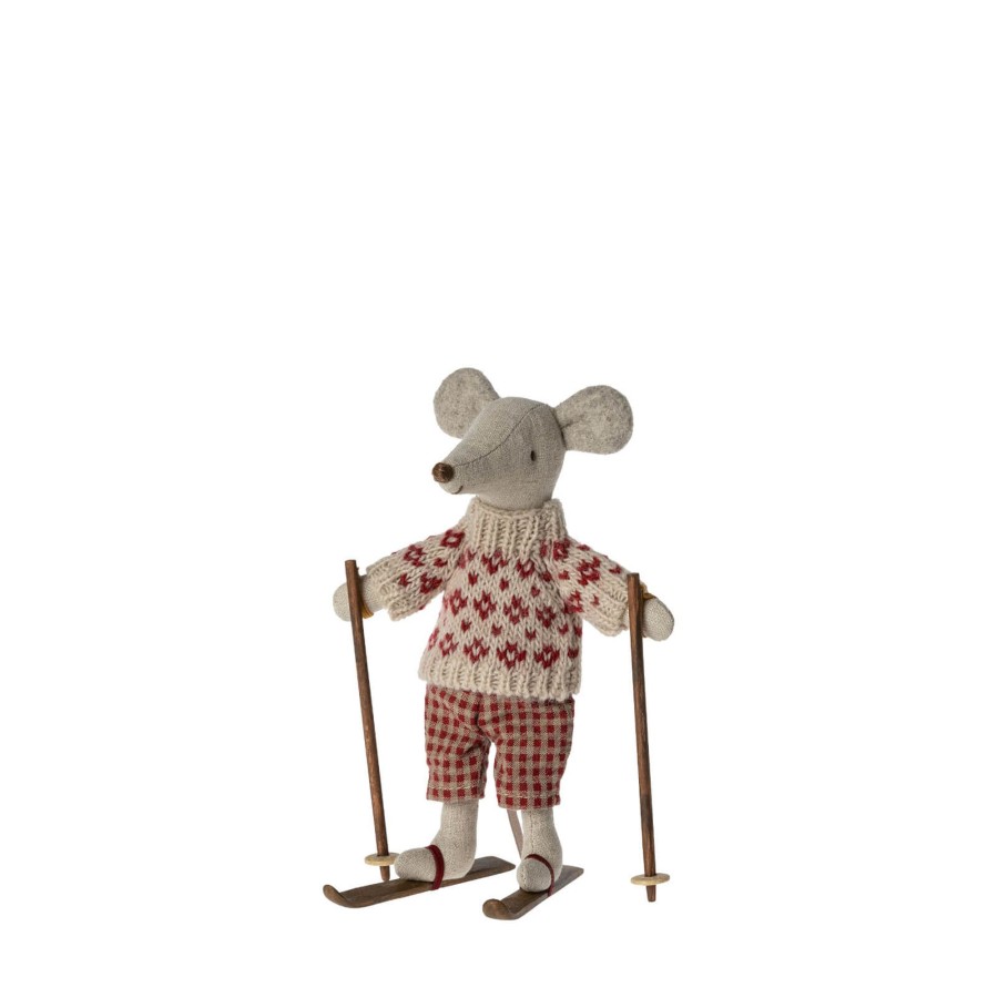 Toys Maileg Soft Toys, Comforters | Winter Mouse Ski Set - Mum