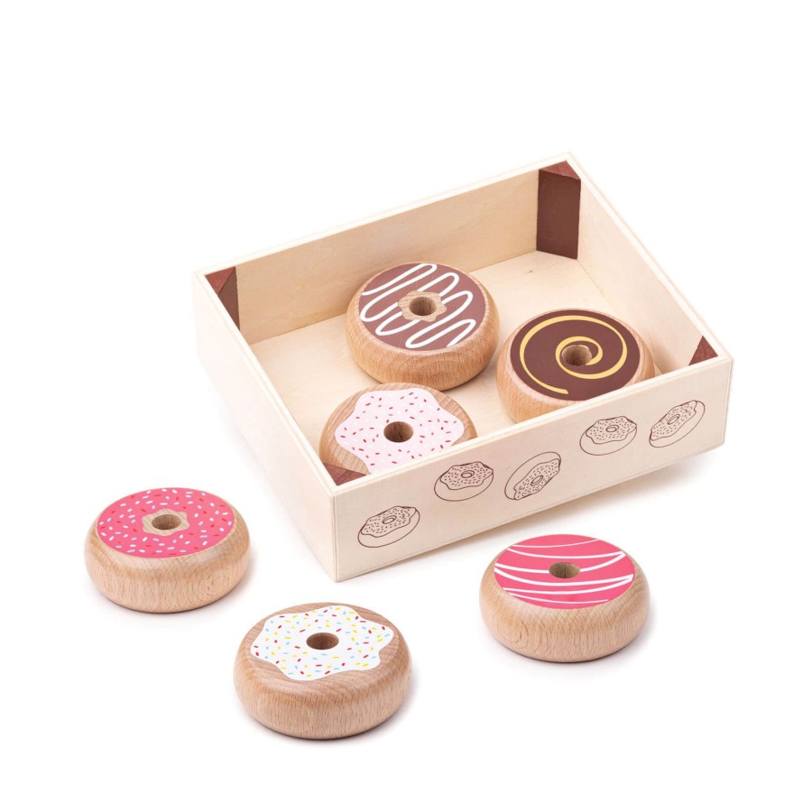 Toys Big Jigs Kitchens, Foods | Wooden Doughnuts Crate