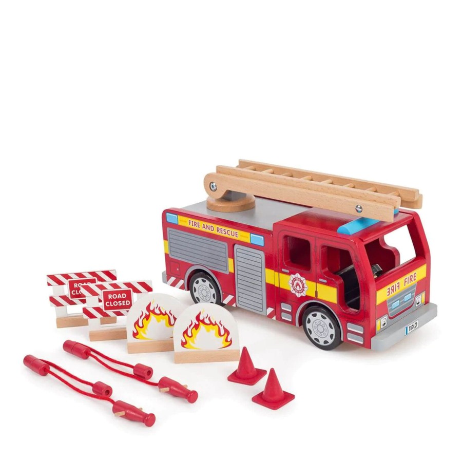 Toys Tidlo Trains, Cars, Planes | Wooden Fire Engine