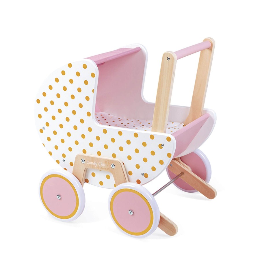 Toys Janod Wooden Toys | Candy Chic Doll'S Pram