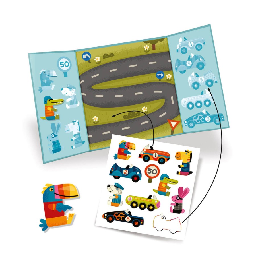 Toys Djeco Arts & Crafts | Easy To Peel Sticker Play Board - Cars