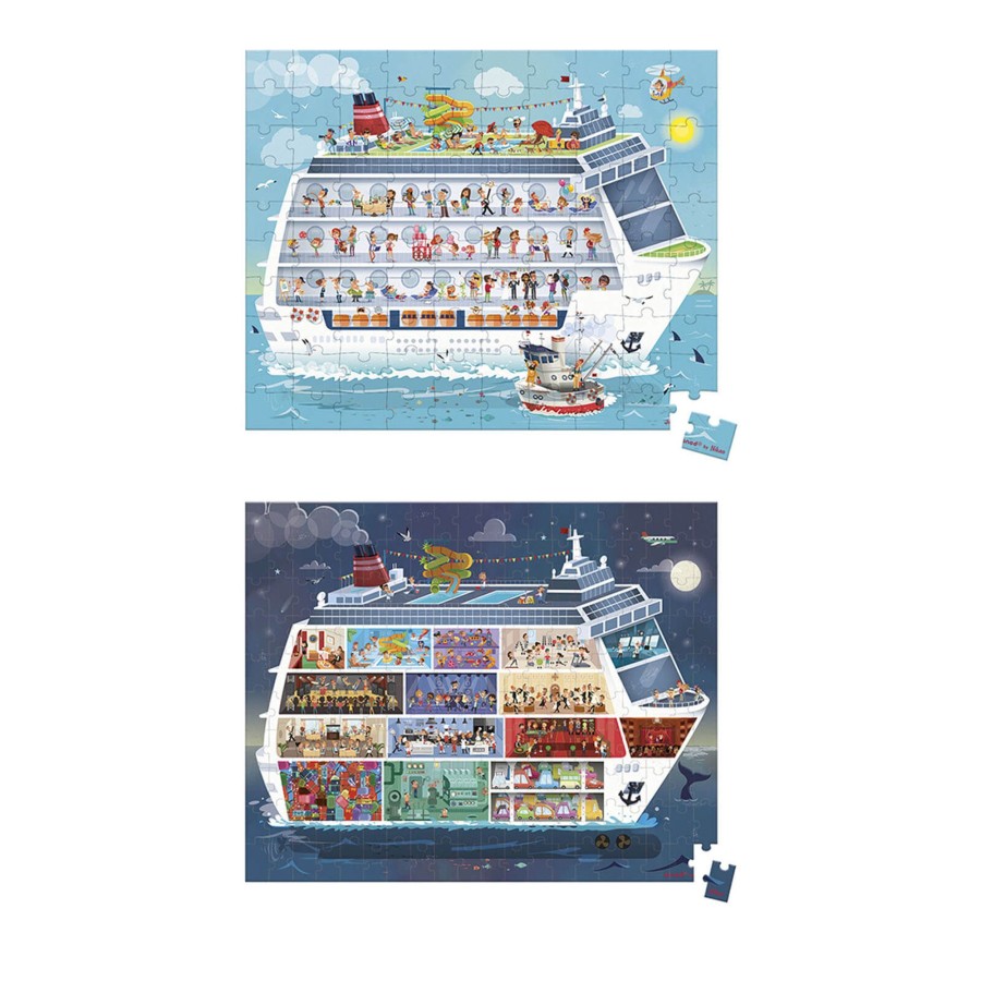 Toys Janod Games, Puzzles, Jigsaws | 2 Puzzles Cruise Ship - 100 And 200 Pieces