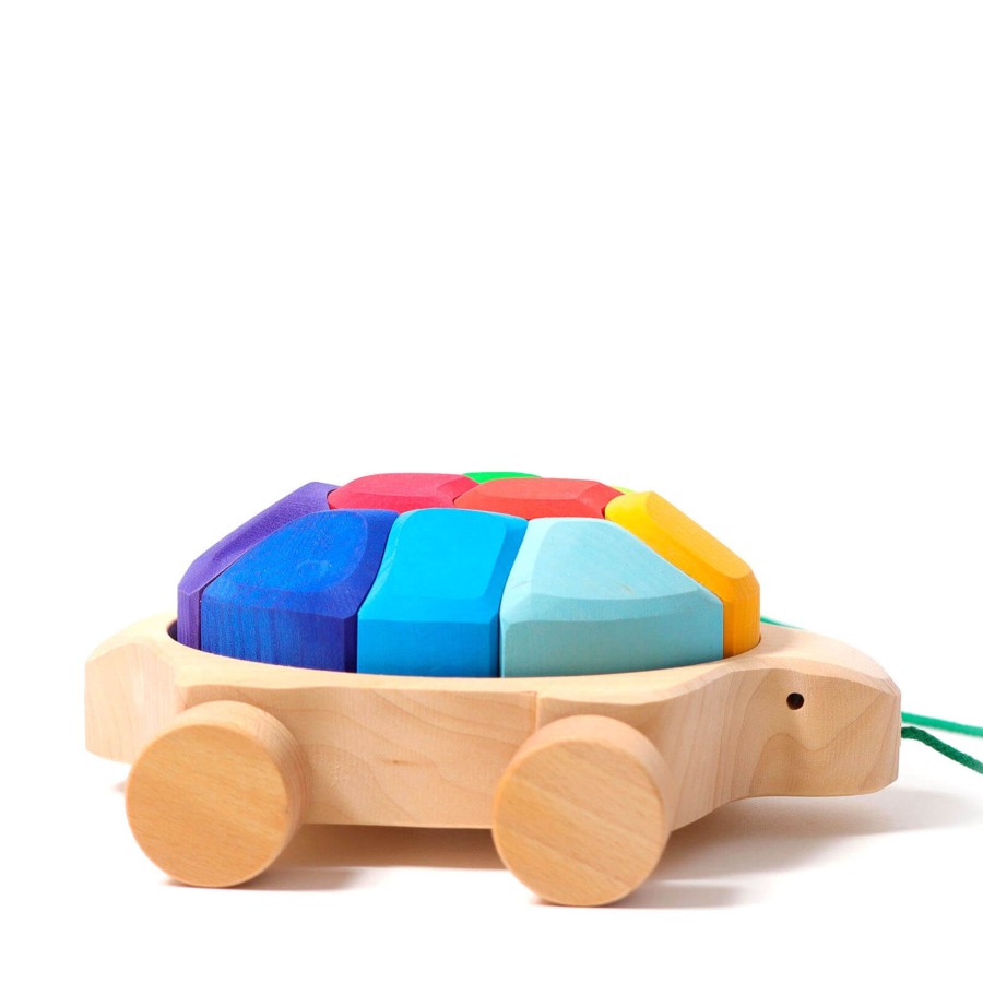 Home Grimm’s Decorative Objects | Wooden Pull Along - Rainbow Turtle Puzzle