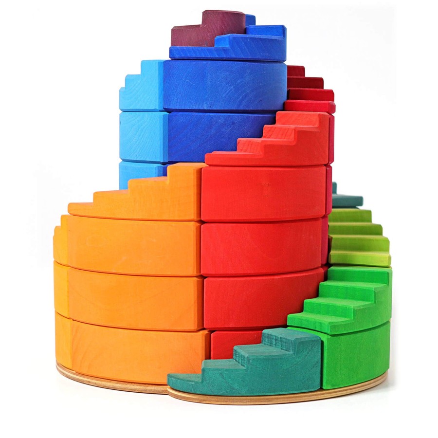 Toys Grimm’s Stacking Toys | Counterrotating Stepped Spiral Blocks