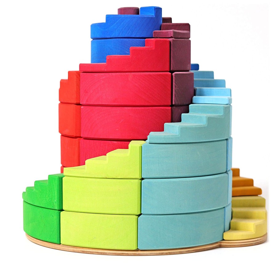 Toys Grimm’s Stacking Toys | Counterrotating Stepped Spiral Blocks