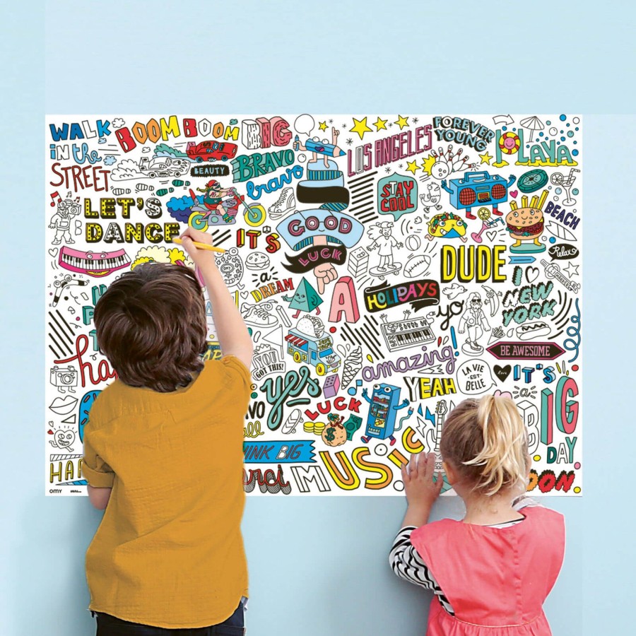 Toys OMY Arts & Crafts | Poster With 100 Stickers - Street Art