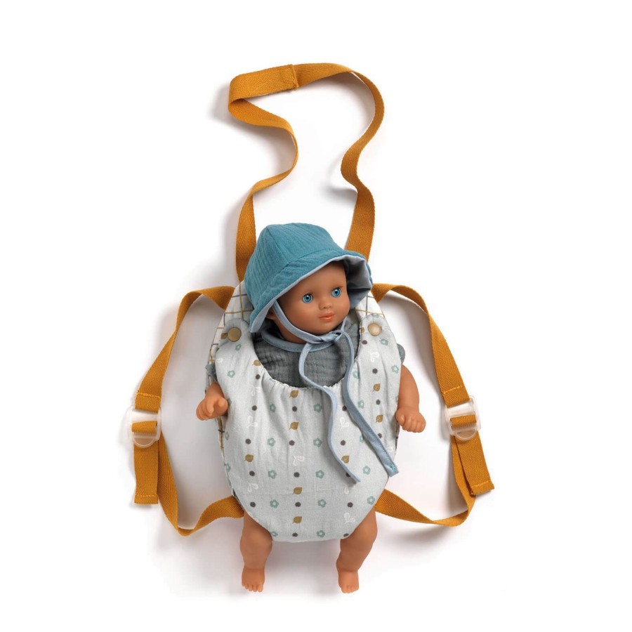 Toys Djeco Dolls, Dolls Houses | Baby Carrier Blue Grey