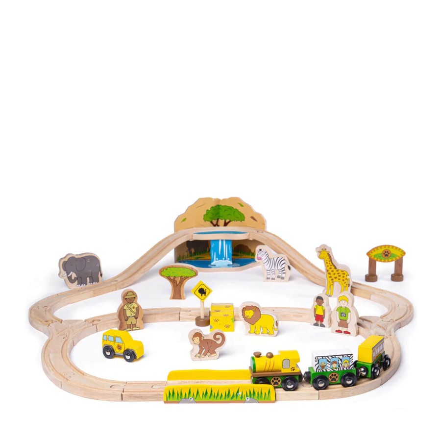 Toys Big Jigs Trains, Cars, Planes | Safari Train Set - 38 Pieces