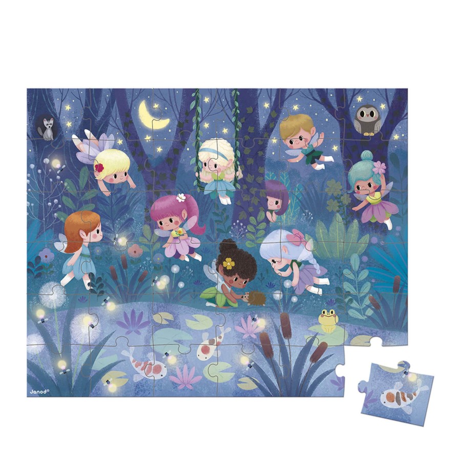 Toys Janod Games, Puzzles, Jigsaws | Puzzle Fairies And Waterlilies - 36 Pieces