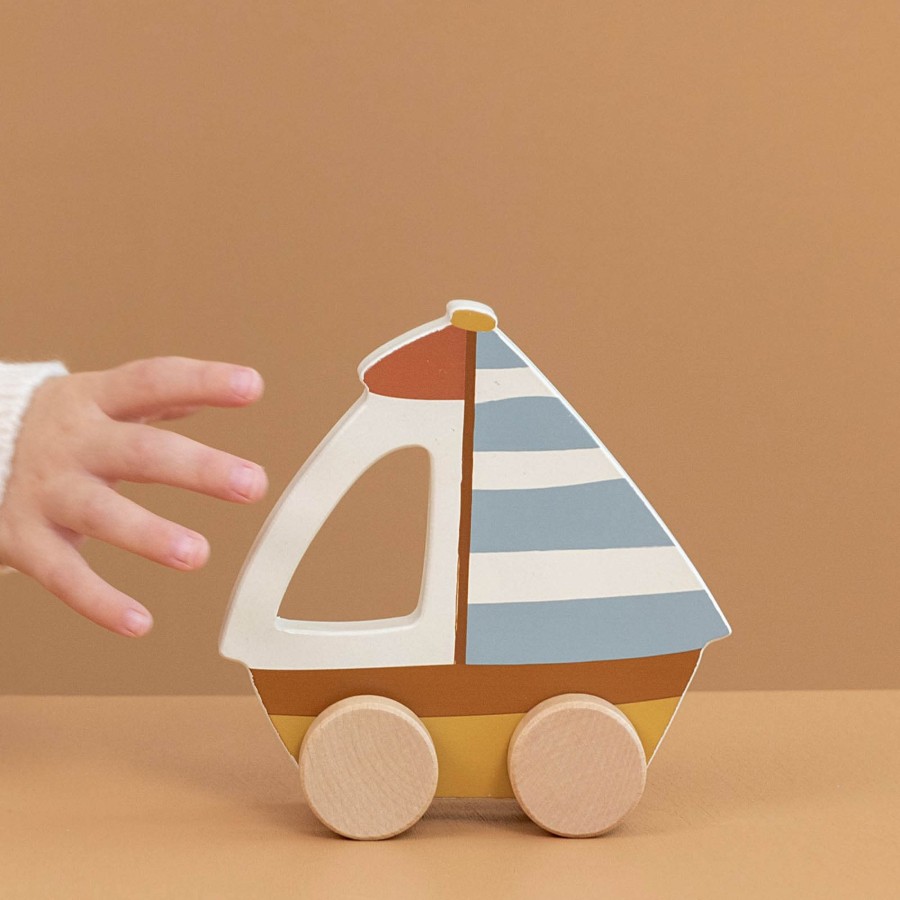 Toys Little Dutch Wooden Toys | Wooden Sailboat Vehicle