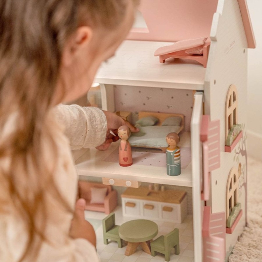 Toys Little Dutch Dolls, Dolls Houses | Pink & White Doll'S House Plus Furniture And Accessories