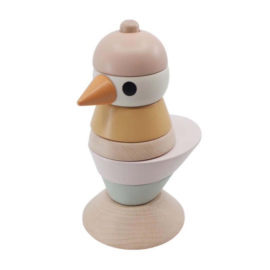 Toys Sebra Stacking Toys | Wooden Stacking Bird Cotton Candy Pink