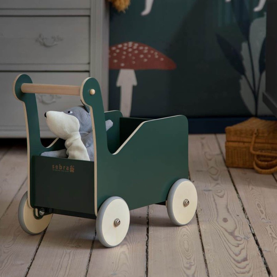 Toys Sebra Wooden Toys | Baby Walker Cart - Bottle Green