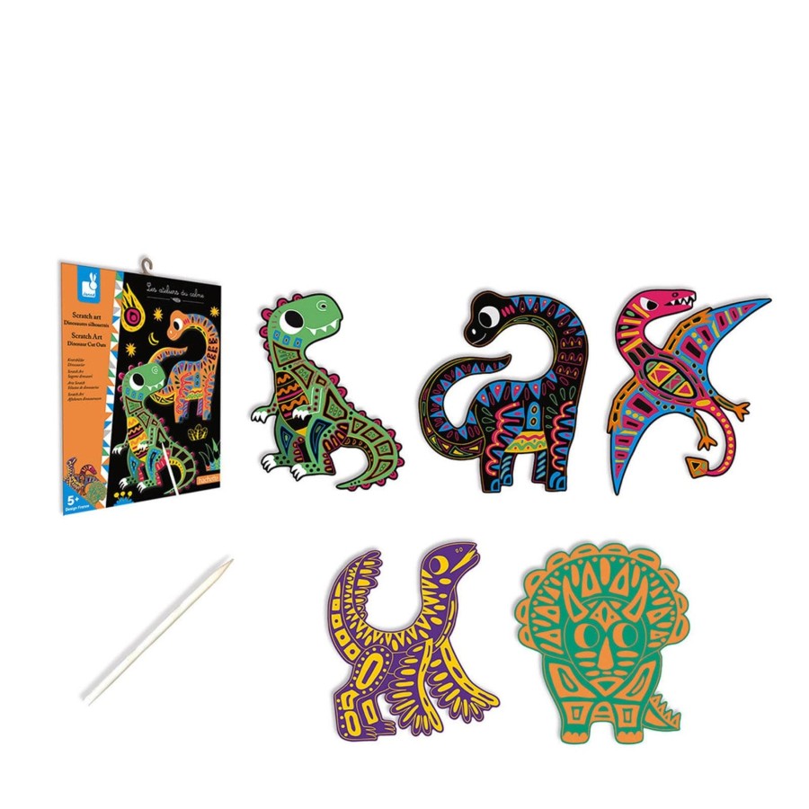 Toys Janod Arts & Crafts | Scratch Art Dinosaur Cut Outs