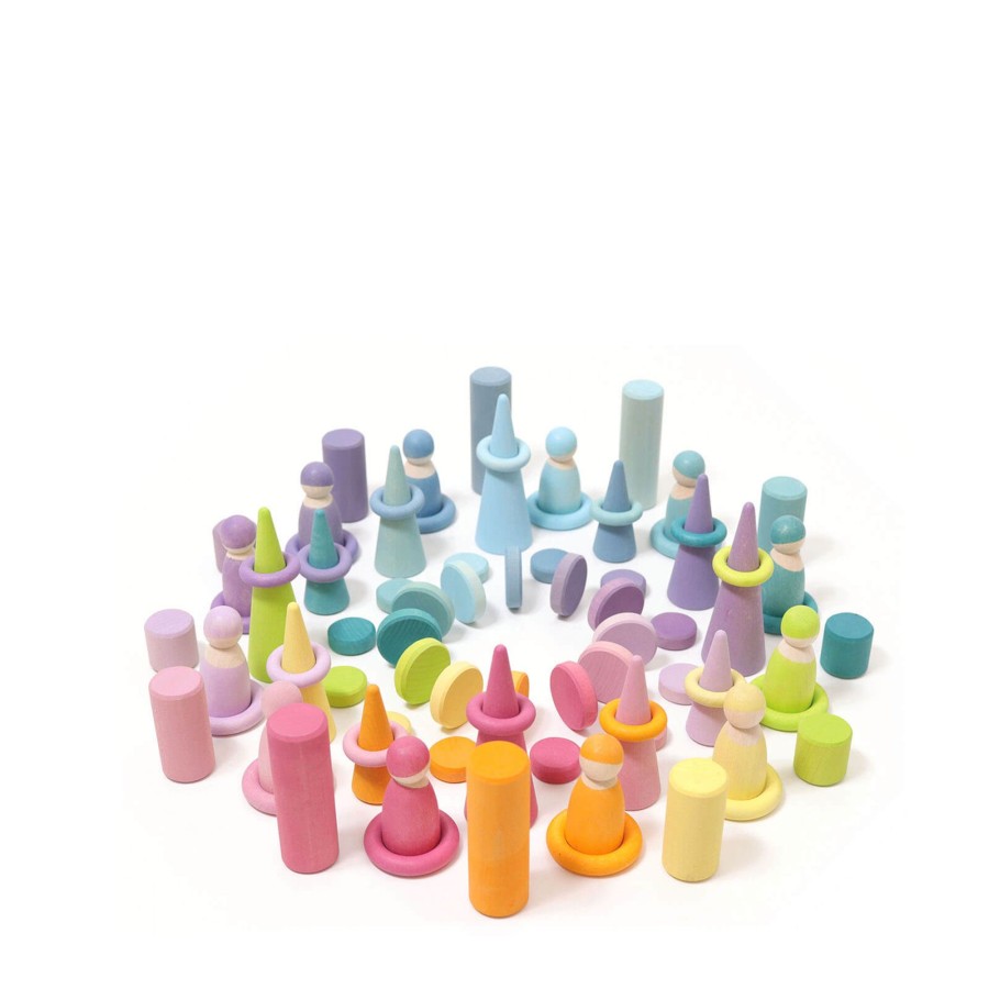 Toys Grimm’s Stacking Toys | 24 Wooden Pastel Coins