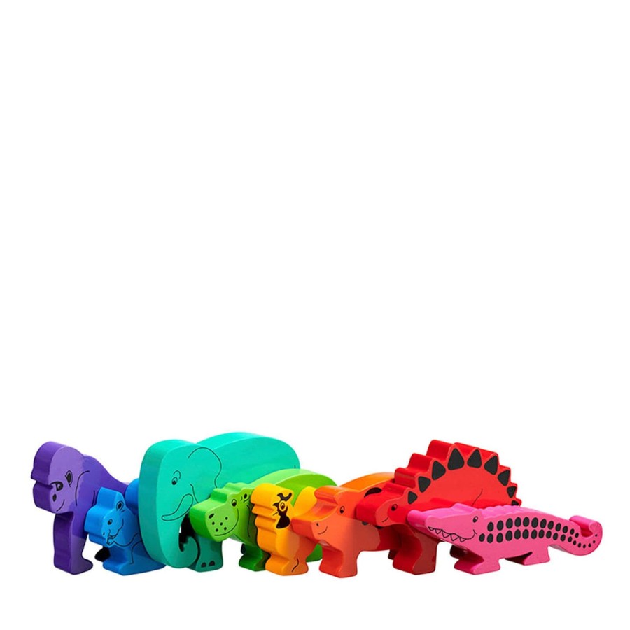 Home Lanka Kade Decorative Objects | Wooden Rainbow Animals - Bag Of 8