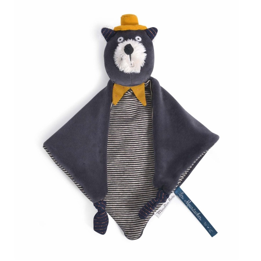 Toys Moulin Roty Soft Toys, Comforters | Les Moustaches Alphonse Cat Comforter Grey