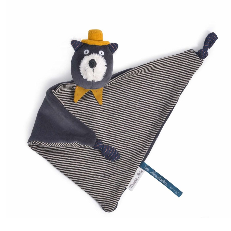 Toys Moulin Roty Soft Toys, Comforters | Les Moustaches Alphonse Cat Comforter Grey