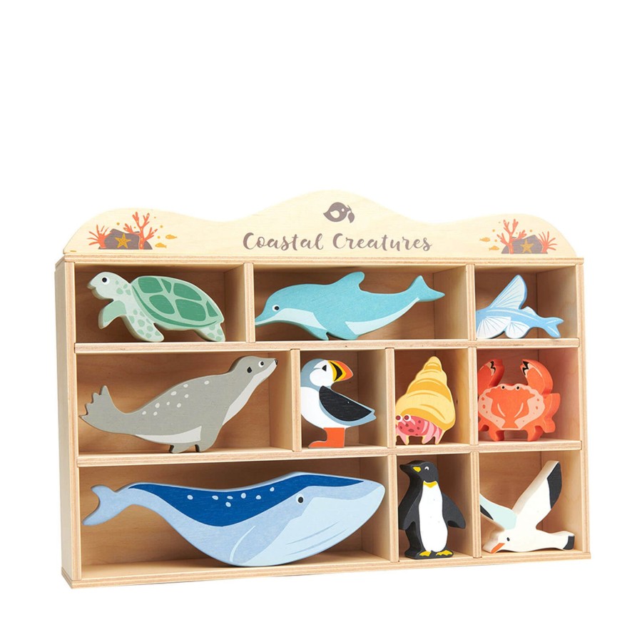 Toys Tender Leaf Wooden Toys | Coastal Creatures Set Plus Display Shelf