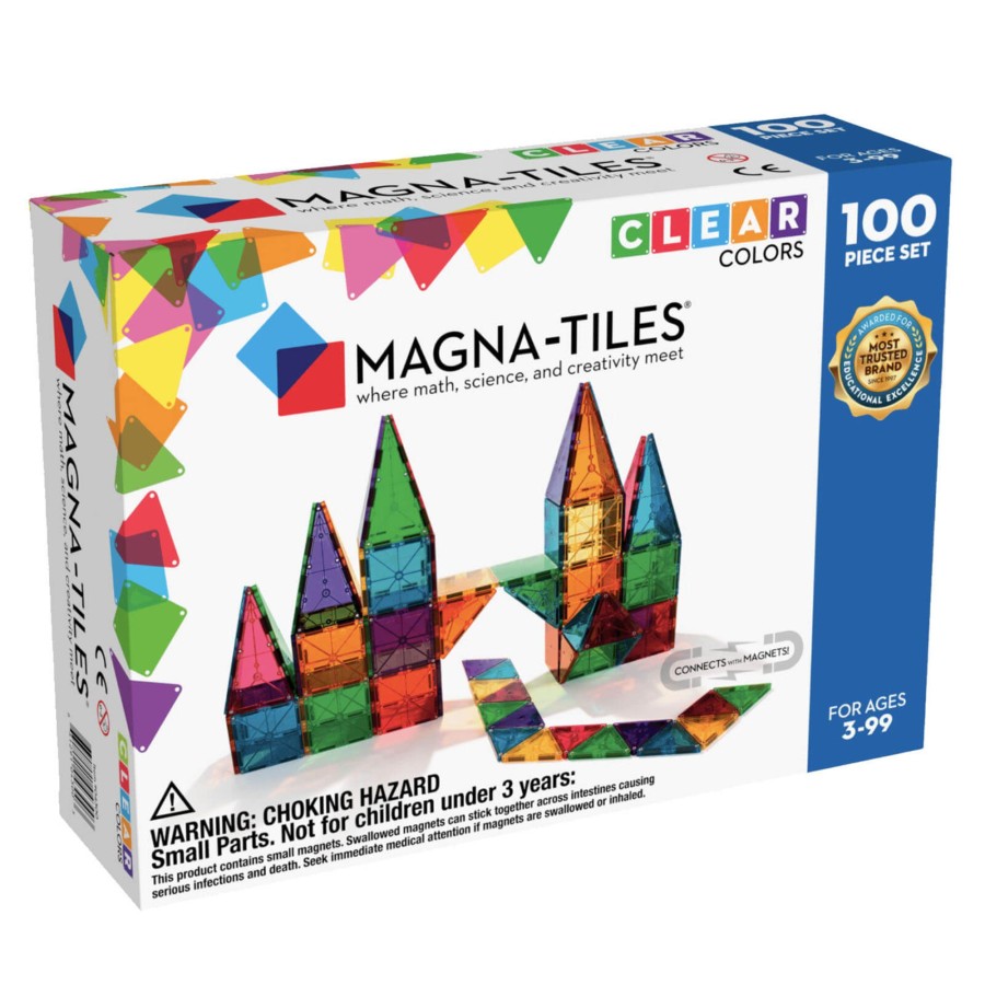 Toys Magna-Tiles Stacking Toys | Clear Colours 100 Piece Set