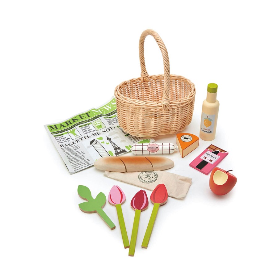 Toys Tender Leaf Kitchens, Foods | Wicker Shopping Basket And Accessories