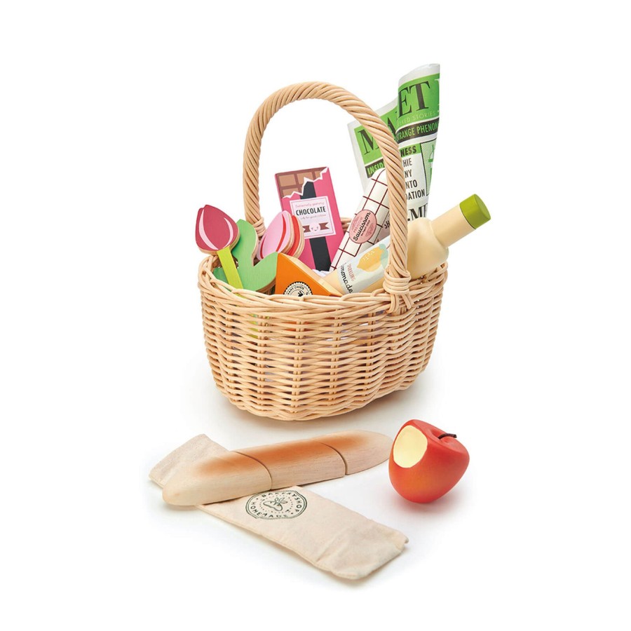 Toys Tender Leaf Kitchens, Foods | Wicker Shopping Basket And Accessories