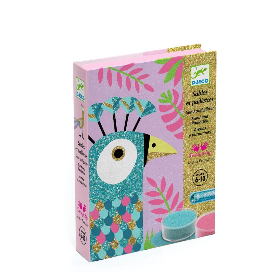 Toys Djeco Arts & Crafts | Colour In Glitter Craft Set - Dazzling Birds