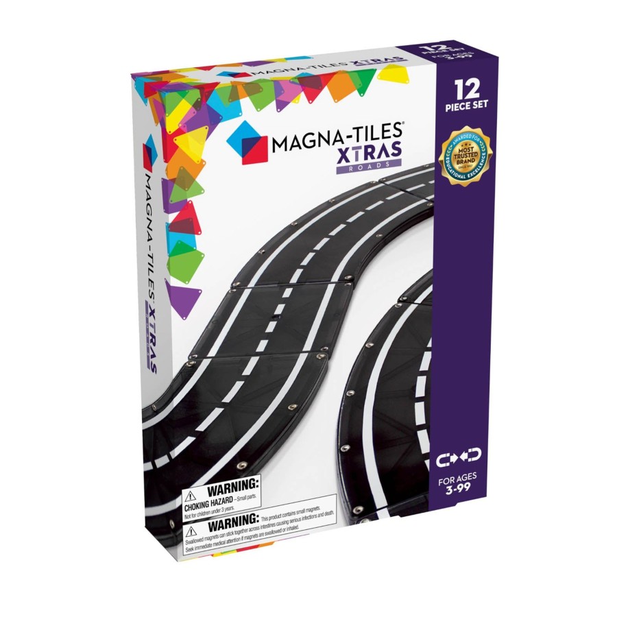 Toys Magna-Tiles Stacking Toys | Xtras - Roads 12 Piece Set